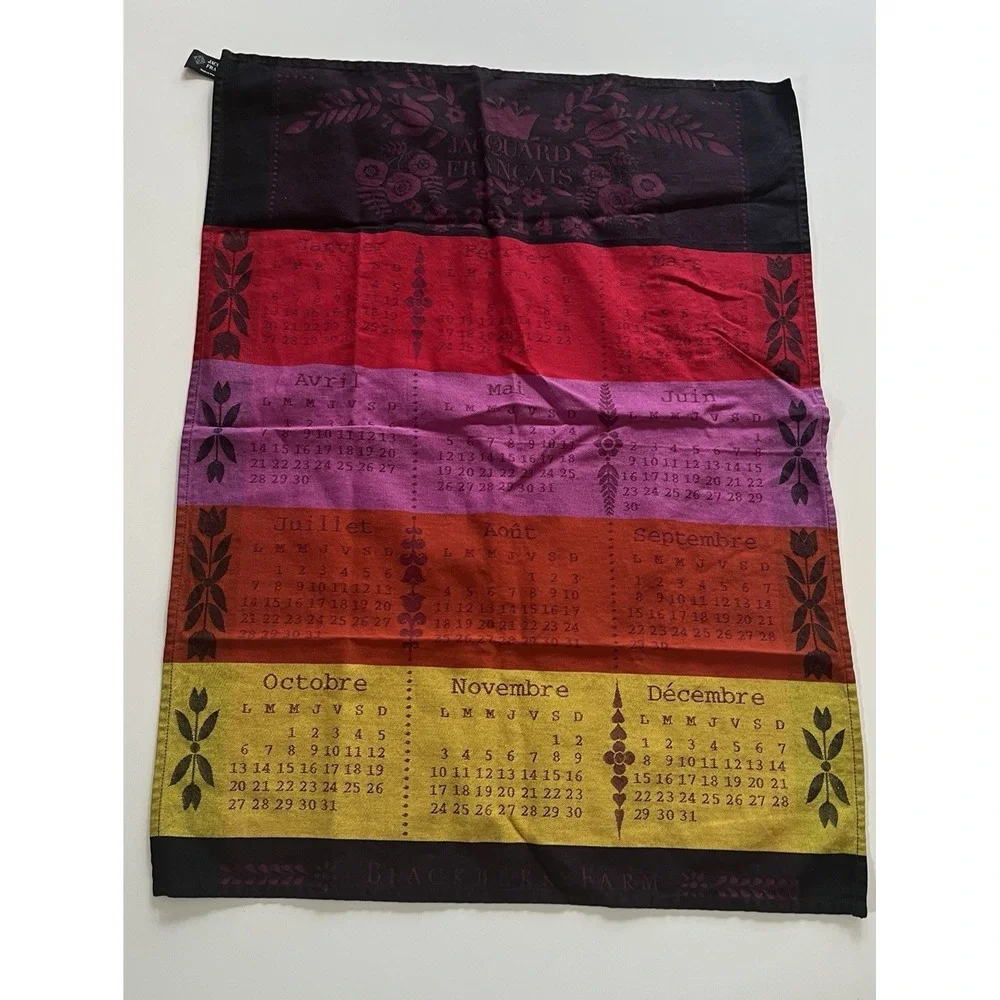 Jacquard Francais 2014 Calendar Tea Towel Multicolor 100%‎ Cotton Colorblock